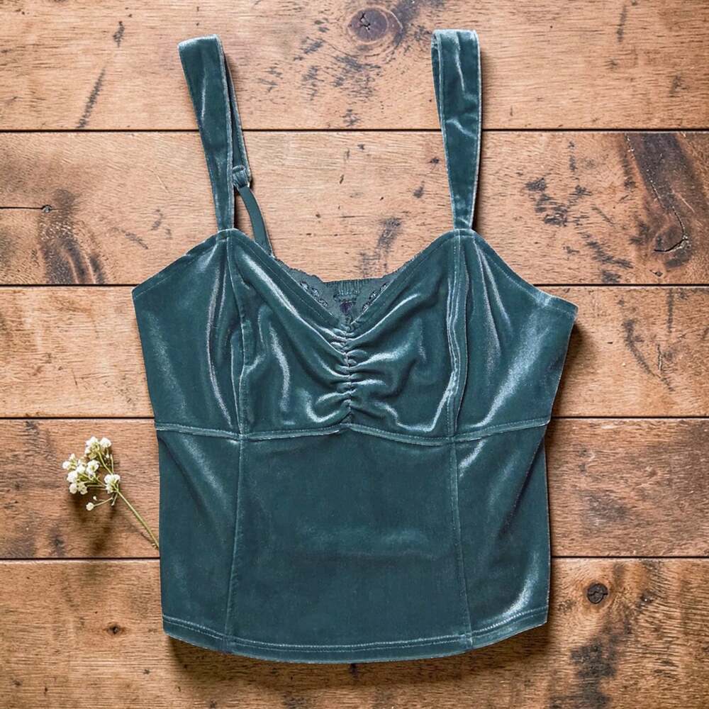ABERCROMBIE & FITCH Seafoam Blue Green Velvet Tank Top S